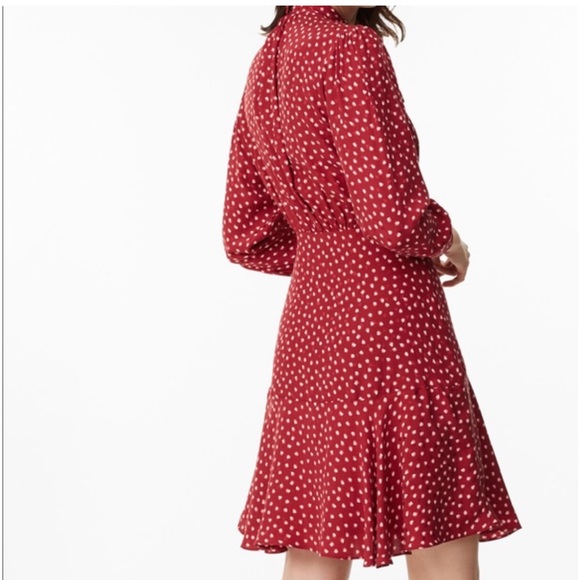 Rebecca Taylor Silk Blurry Heart Red Button Up Dress size 0 - Picture 3 of 17